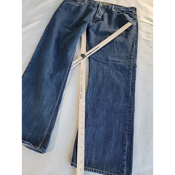 American Eagle Outfitters Jeans Mens 45x33 Relaxed Straight High Rise Dark Blue - Picture 2 of 13